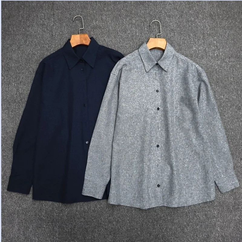 

Drift and Slender Fall 2025 Nordic Simple Notch Lapel Single-Button Blouse