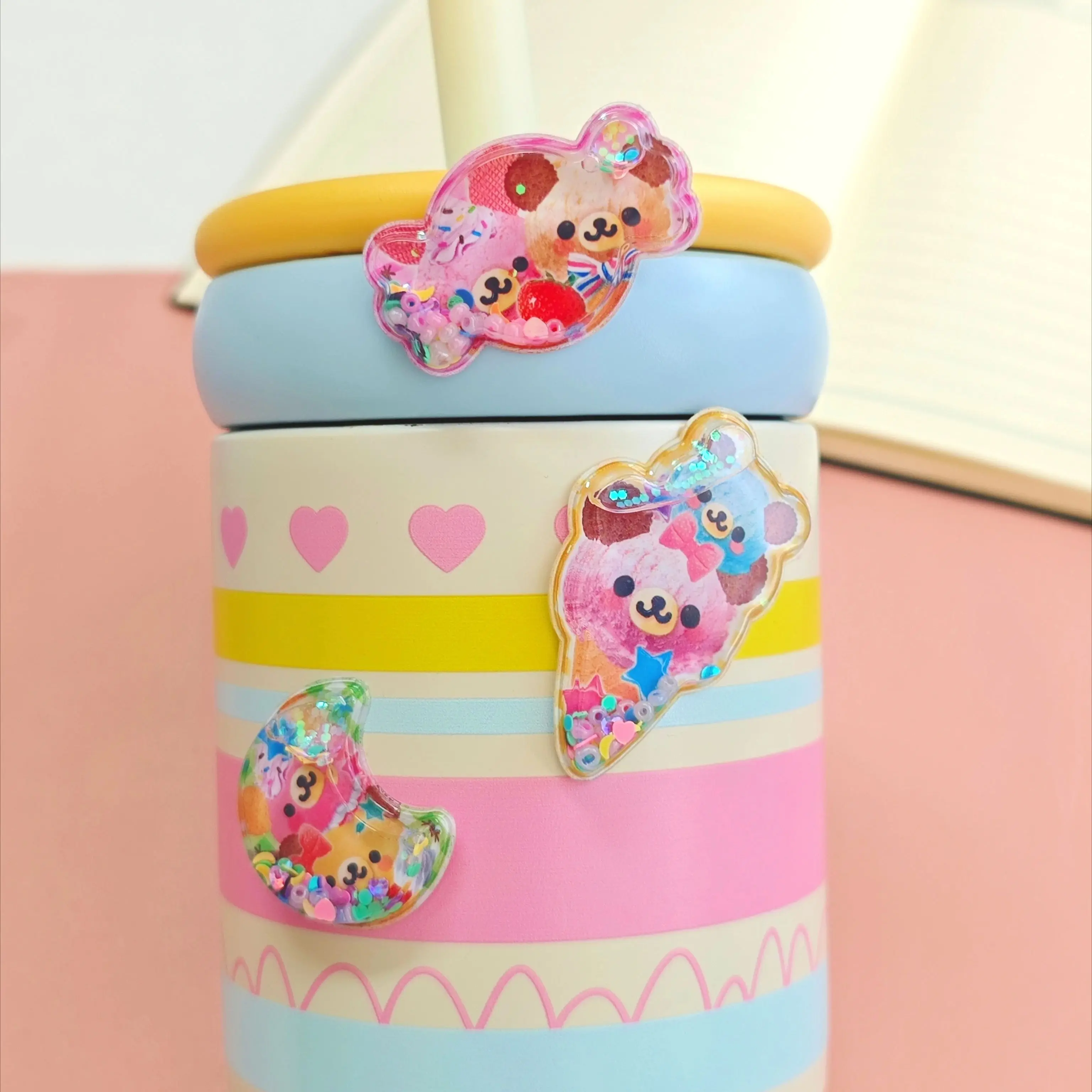 1Sheet Y2K Gen Z Retro Bear Bunny Sequin 3D Shake Sticker Phone Case Decoration Stickers image 4