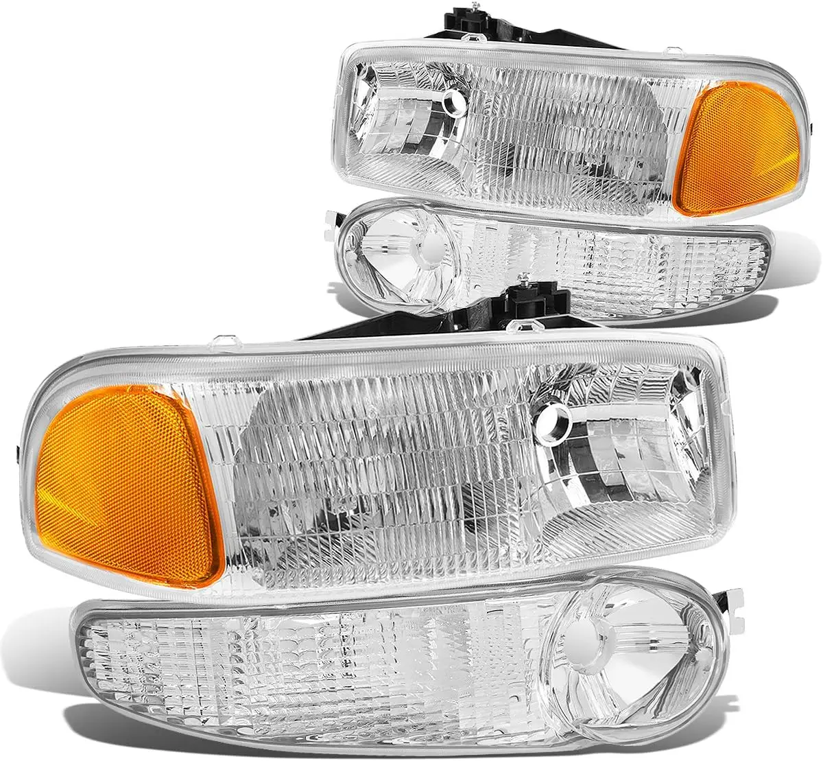 

White OE Style Replacement Headlight and Bumper Lamp Compatible with 2001-2006 Sierra/Yukon Denali