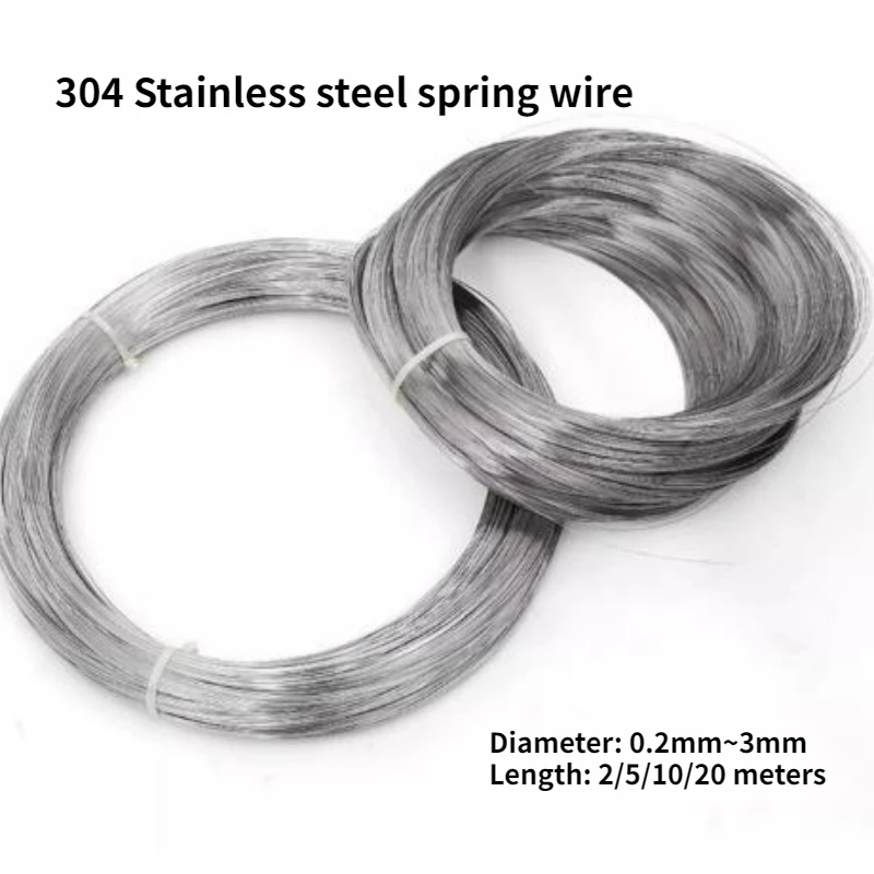 2/5/10/20M Kawat Pegas Baja Tahan Karat Diameter Kawat Keras 0.2/0.25/0.3/0.4/0.5/0.6/0.8/0.9/1/1.1/1.2-3Mm Kawat Baja Pegas