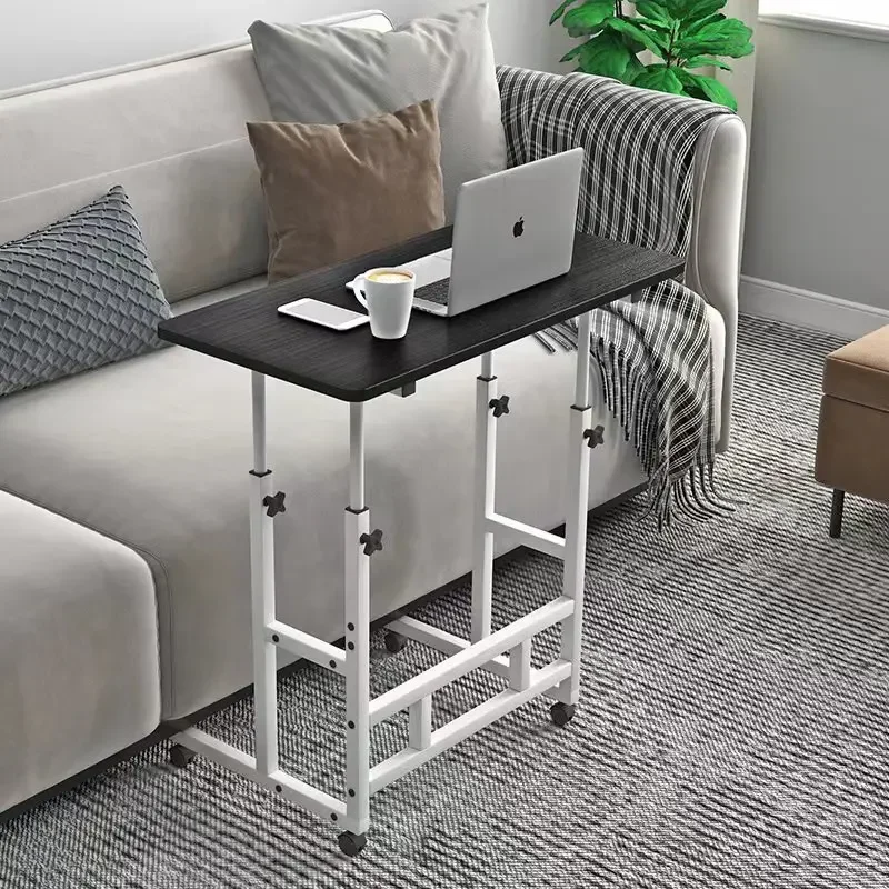 Adjustable Computer Desk with Dual Layers, Simple and Movable Bedside Sofa Side Table for Lazy Office