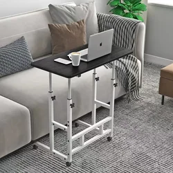 Adjustable Computer Desk with Dual Layers, Simple and Movable Bedside Sofa Side Table for Lazy Office