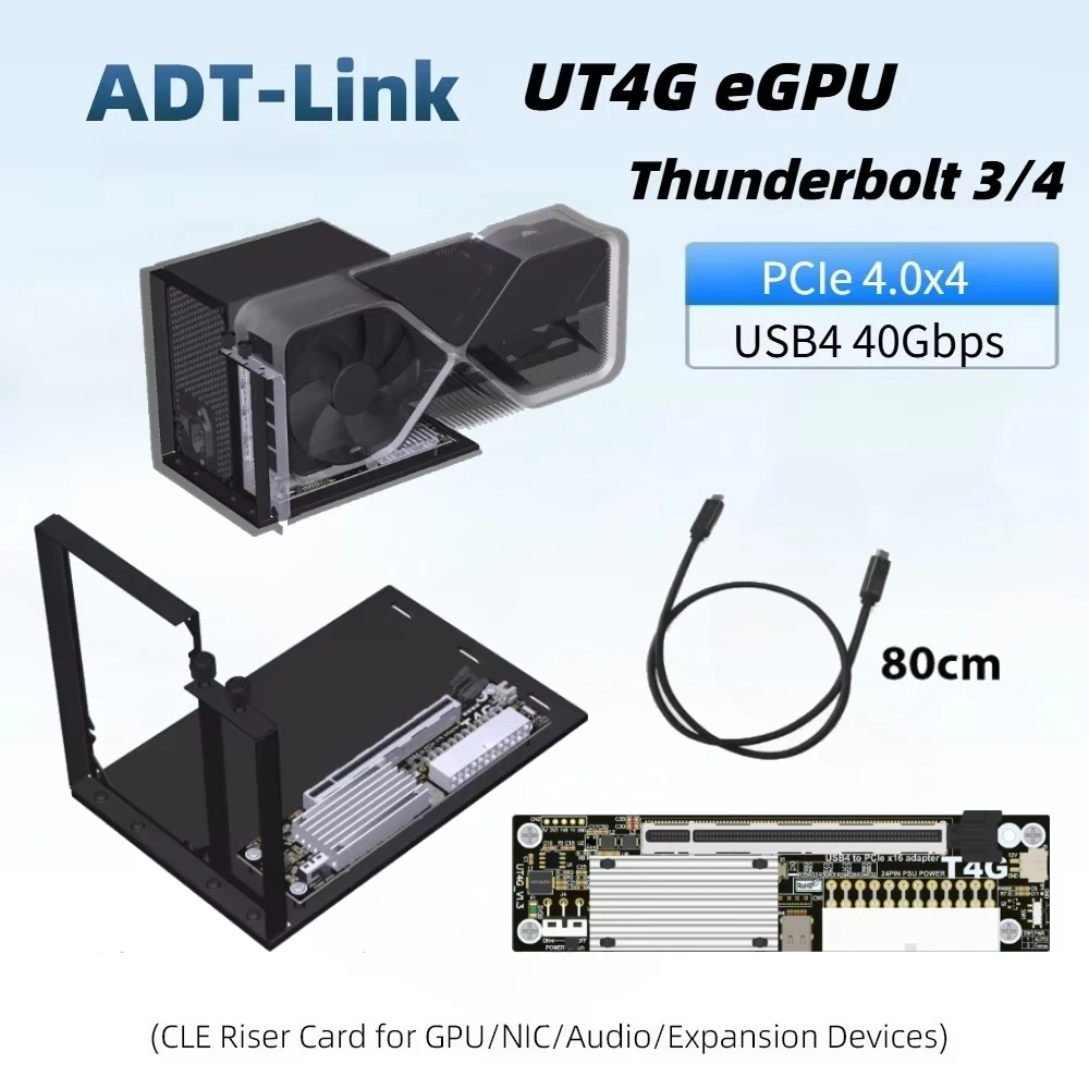 UT4G External Graphics Card Dock Station for Thunderbolt 3/4 USB4 To PCI-E 4.0 X16 EGPU Adapter NUC ITX STX Notebook BK7 Bracket
