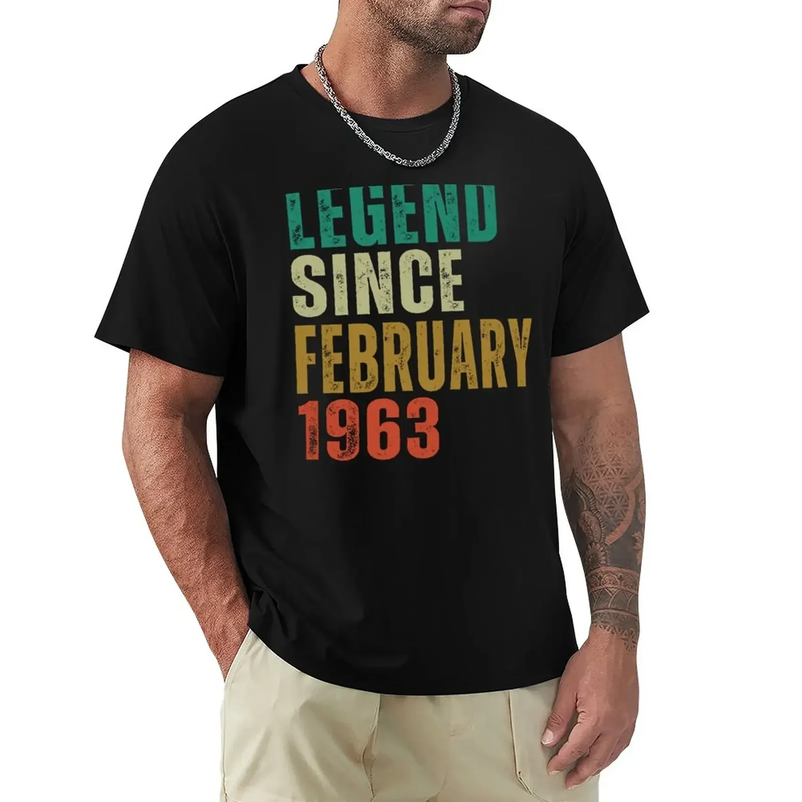 Legend Since February 1963 59 Years Old Awesome Retro Vintage 59th Birthday Gift T-Shirt oversized funnys men clothes style tops