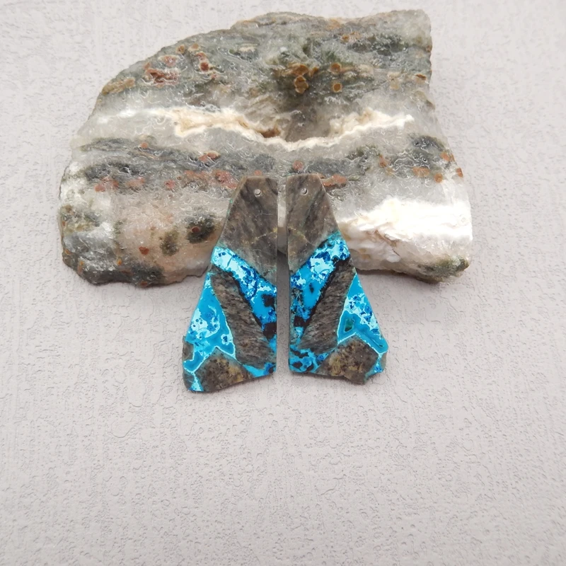 

Natural Stone Chrysocolla Earring Elegant Beads, Handmade Natural stones beads, Polished Stones for jewelry Making Supplies