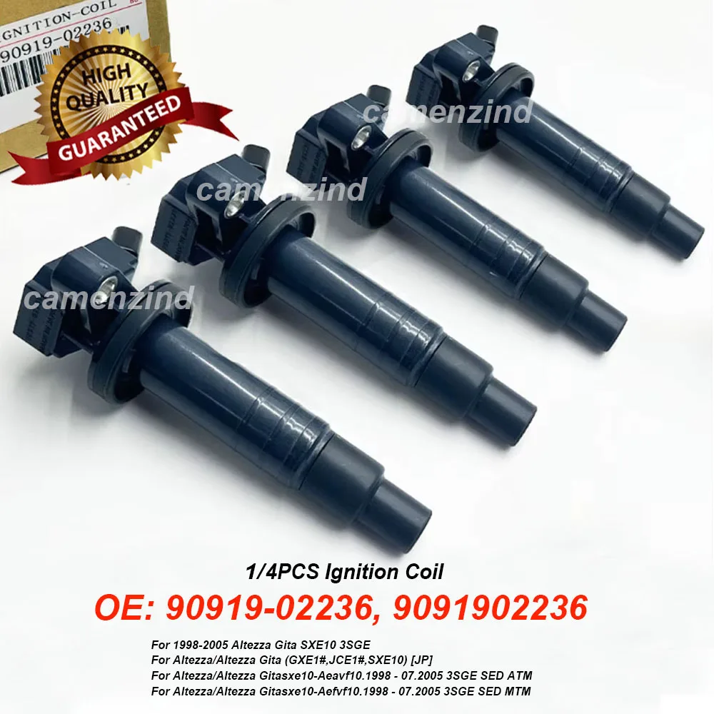 1/4 Piezas Bobina de Encendido 90919-02236 12V 9091902236 90919 02236 para Altezza Gita Sxe10 3sge 2.0L L4 1998-2005
