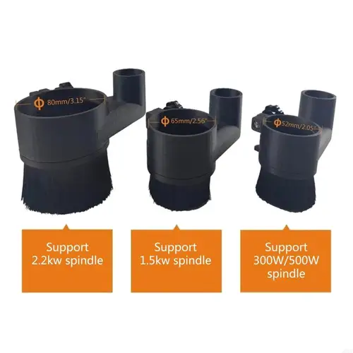 Aspiradora con cepillo de 52mm /65mm/80mm, máquina de grabado, cubierta de colector de polvo para fresado de enrutador CNC, husillo 775 300W 500W