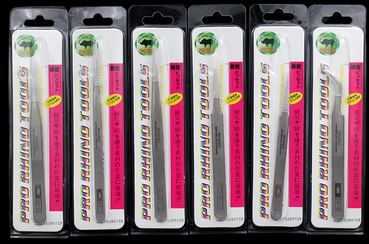 Japanische RHINO SW-Serie, mattierte, antimagnetische und säurebeständige Schweizer Technologie, schlanke, spitze Präzisionspinzette mit hoher Härte