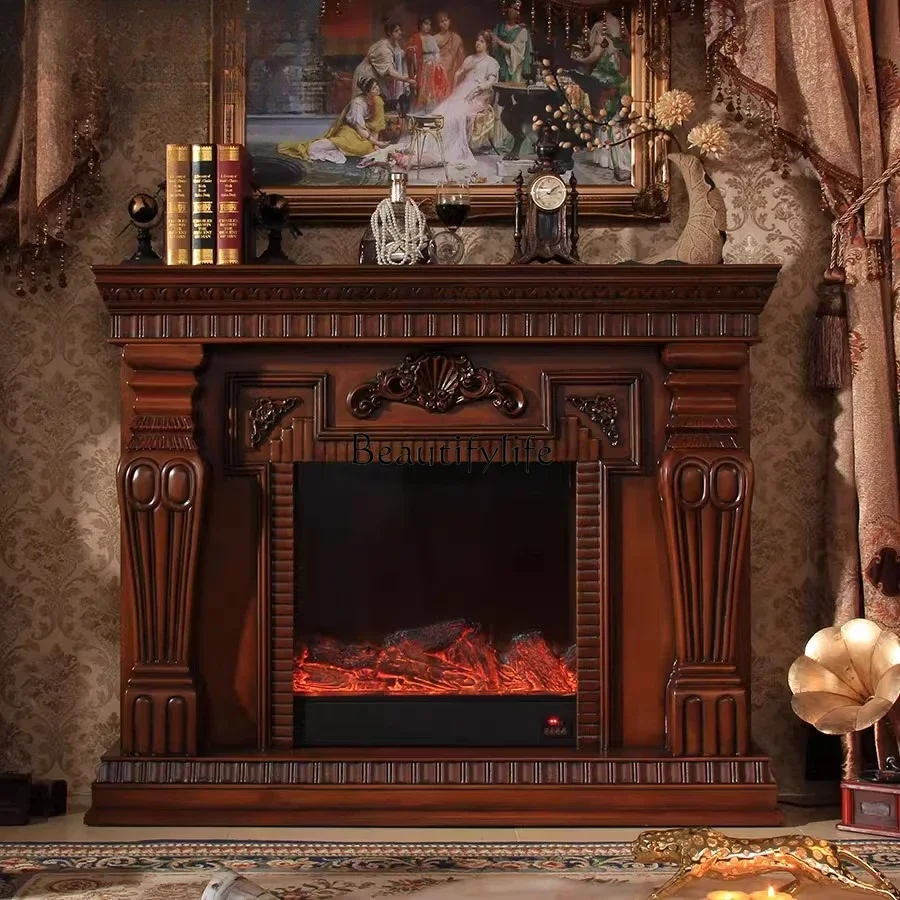 

ls 18 Medieval style fireplace decorative cabinet American electronic simulation flame heating fireplace core