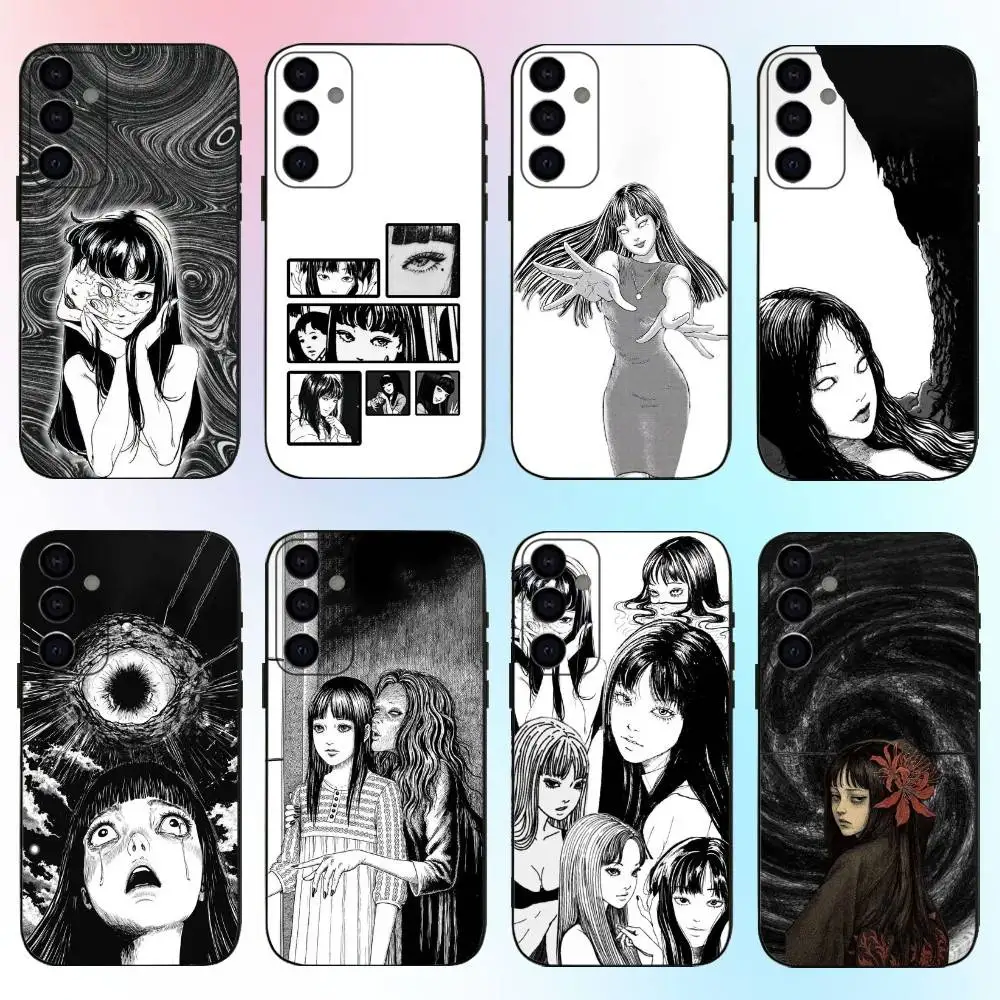 Capa de telefone Comics T-Tomie J-Junji Ito para Samsung Galaxy A73, A72, A71, A70, A53, A52, A51, Outros Capa preta macia