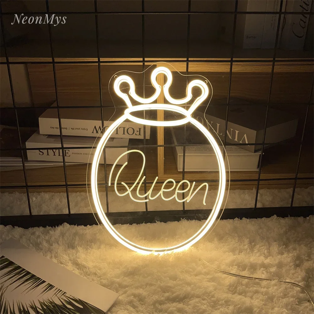 

Queen Crown 3D Carving Sign Led Personalized Gifts Sign Girls Room Decor Wall Party Engagement Decoration Neon Sign Light