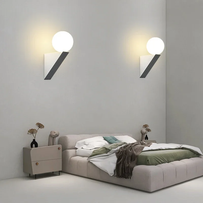 Imagem -04 - Luzes Led de Parede com Lâmpada g9 Bola de Vidro Interior Wall Sconce Preto e Branco Apto para Sala de Estar Corredor Casa Beroom