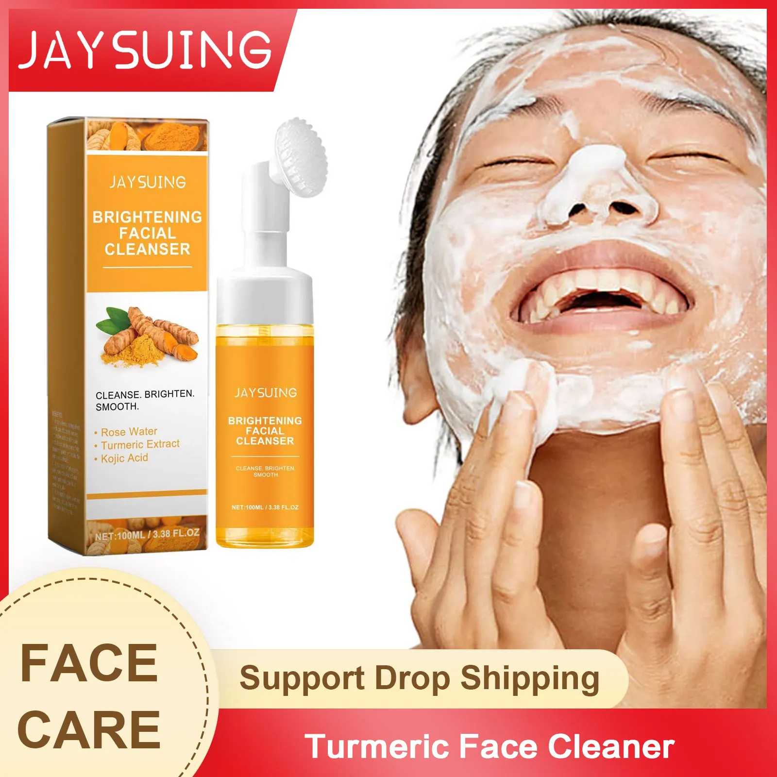 Turmeric Facial Cleaner Mild Face Washing Oil Control Shrinking Pores Brighten Dark S-pot Moisturizing W-hitening Cleansing Form