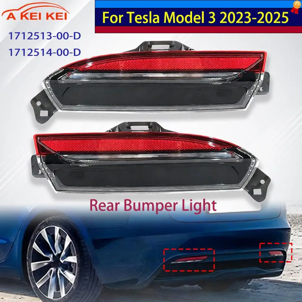 1712514-00-D For Tesla Model 3 2023-2025 Car accessories LED Rear Bumper Light Lamp Reflector Reflector Lamp 1712513-00-D
