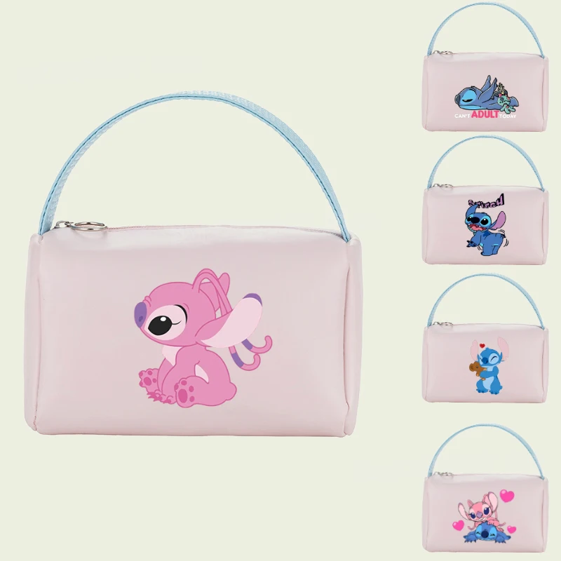 Disney-Trousse de maquillage Stitch pour femme, sac à main dessin animé mignon, rose, grande capacité, articles de toilette, soins de la peau, 03, sacoche de rangement de la présidence