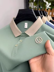 Light luxury fashion letter embroidery short sleeve POLO shirt men's summer New youth casual ice silk breathable golf T-shirt
