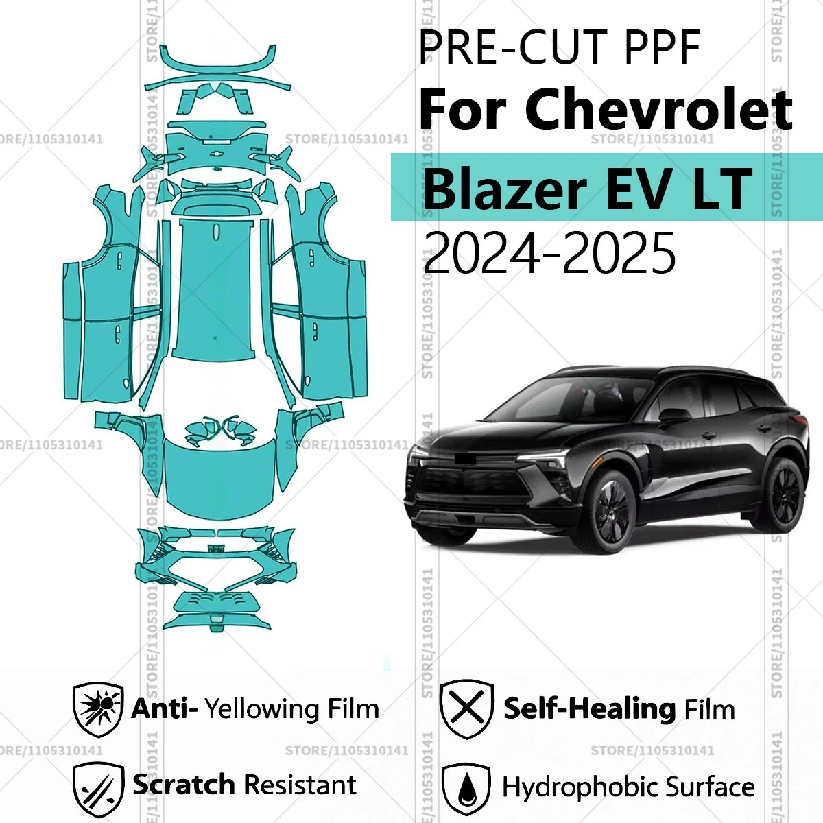 

Предварительно нарезанная прозрачная защитная пленка PPF для автомобилей, автомобильная пленка PPF для Chevrolet Blazer EV LT 2024-2025, полная защита кузова