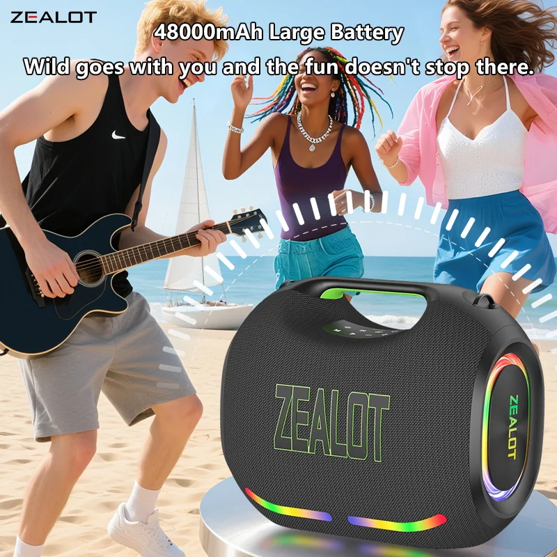 ZEALOT ZE21 Altoparlante Bluetooth portatile da 250 W Altoparlante Bluetooth impermeabile 48000 mAh Subwoofer TWS wireless Suporrt USB/TF/AUX Luce RGB.