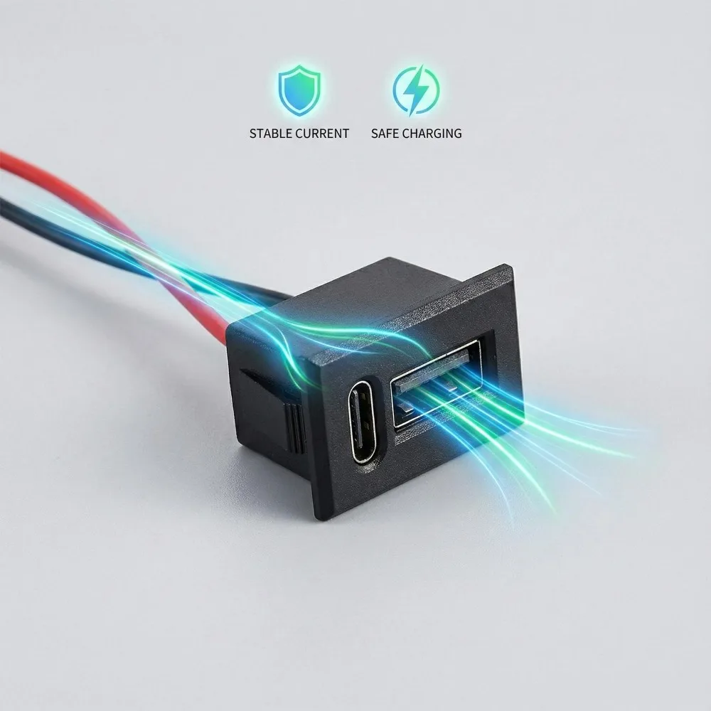 Dualer USB-C-Buchsenanschluss 20V/3A Kupferkabel Ersatz für Auto, Fahrzeug, Smart-Home-Geräte – Strom- und Datenanschluss – Detail 5