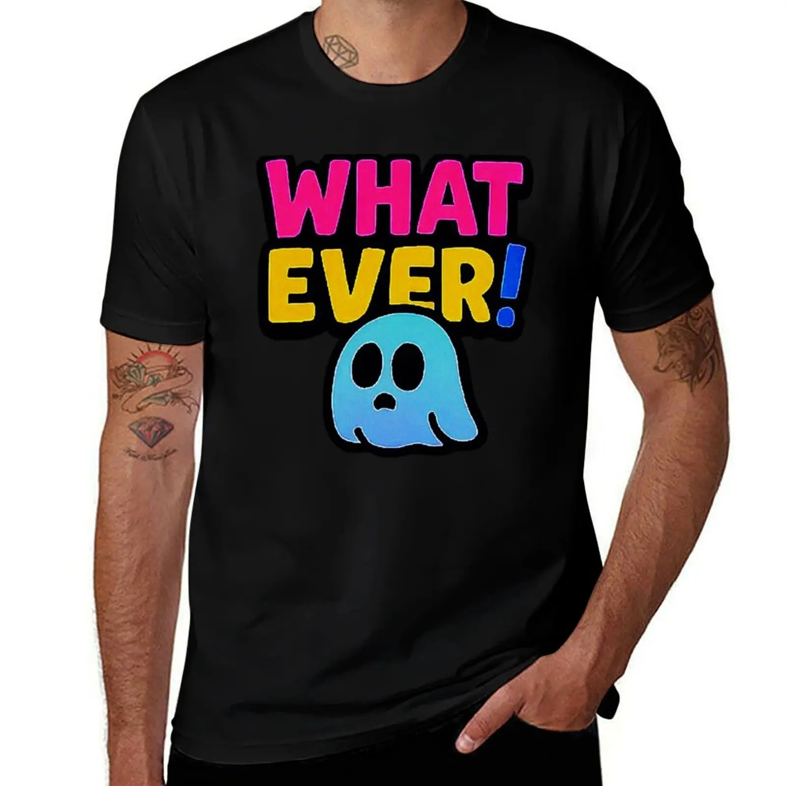 

What Ever! Sad Ghost T-Shirt graphics Anime t-shirt summer shirt slim fit t shirts for men