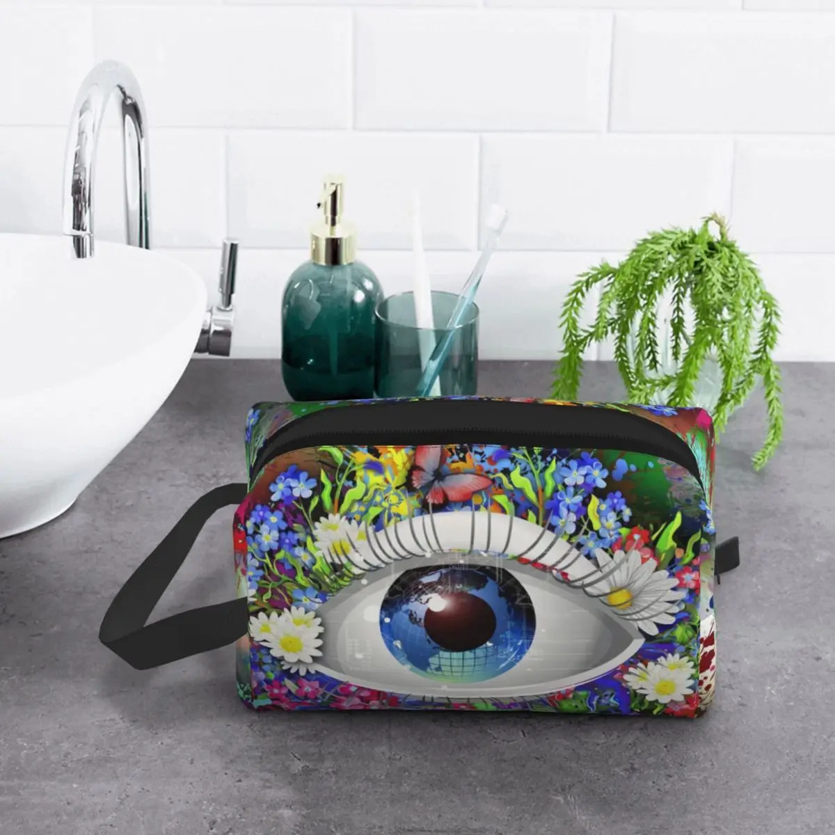 Custom Evil Eye Makeup Bag para Mulheres, Travel Cosmetic Organizer, Cute All Seeing Eye Art Storage Toiletry Bags