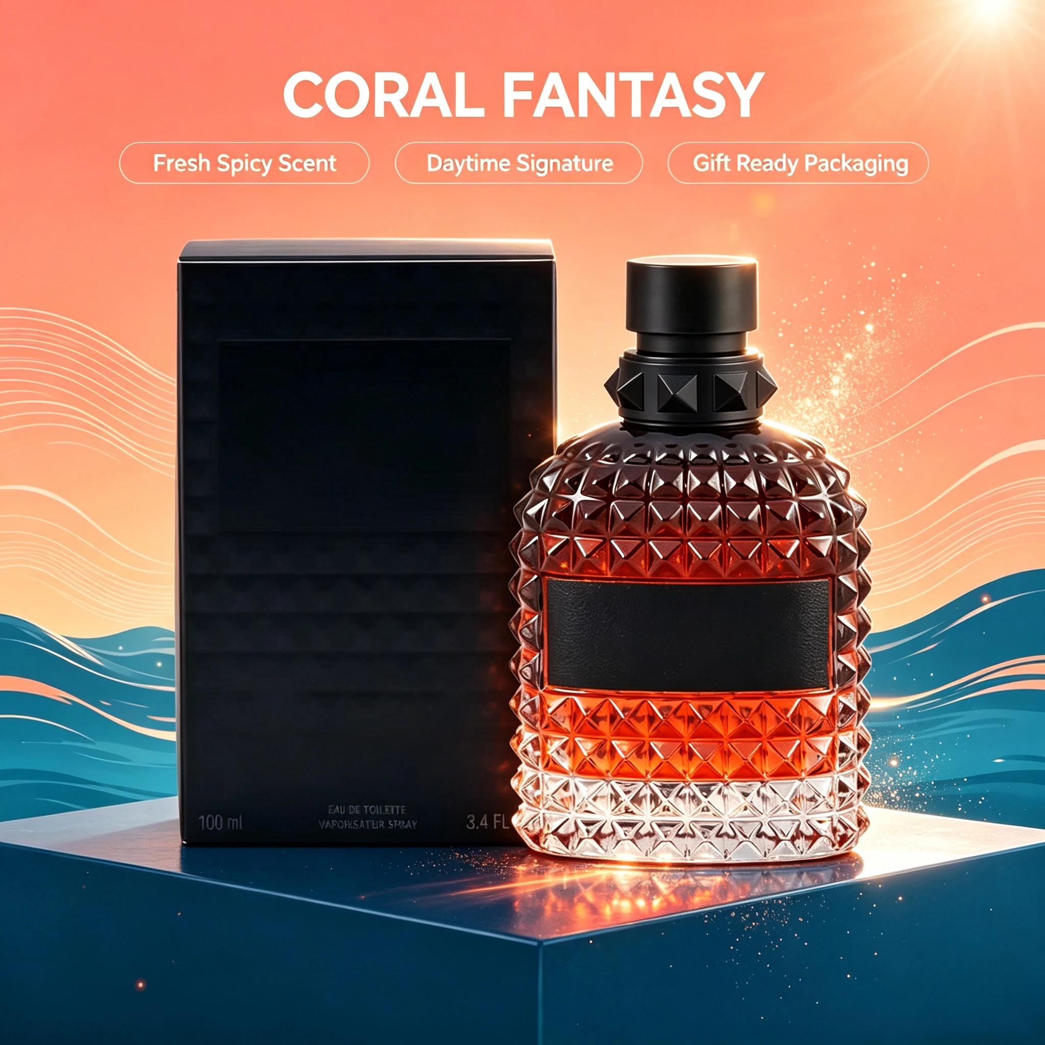 Men's Eau de Toilette Cologne 100ml 3.4 fl oz, 1 Bottle, Fresh Red Apple Bergamot Sage Tobacco Patchouli Fragrance Spray, Fruity Woody Amber Scent for Men, Birthday Anniversary Thanksgiving Christmas New Year Valentine's Day Gift for Him view 6