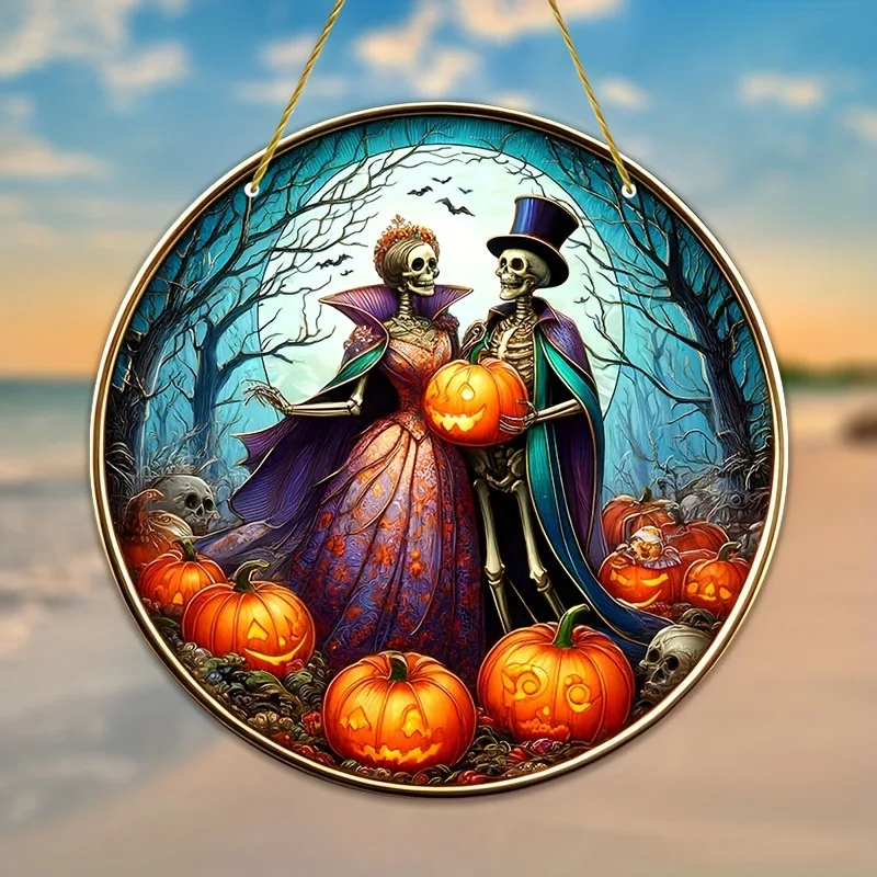 

Whimsical Horror Skull Lovers Catcher Halloween Holiday Porch Art Hanging Ornaments