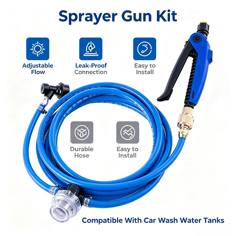 Replacement Sprayer Gun Kit With Hose Adjustable Nozzle Compatible With Car Wash Water Tanks For PPF Car Window Tint Cleaning To