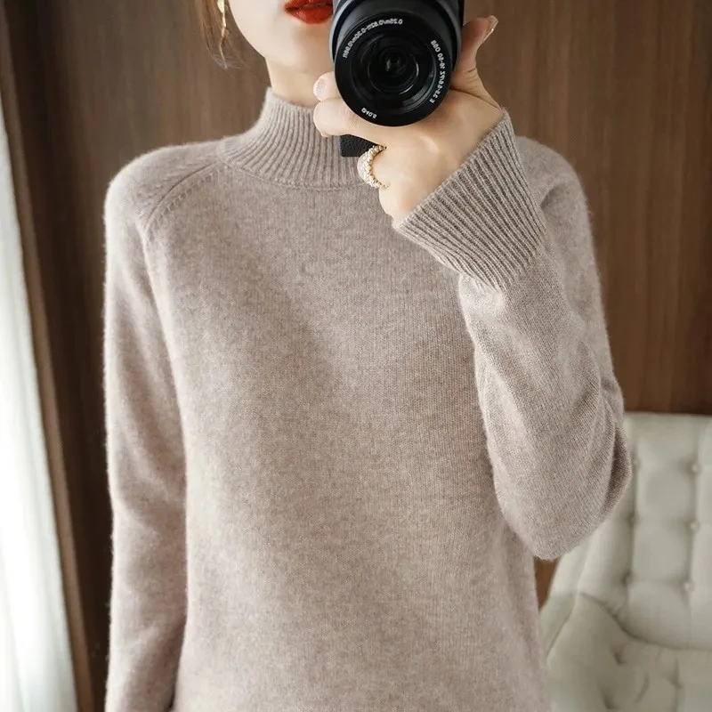 

Autumn Winter Sweater Turtleneck Slim Fit Basic Pullovers 2023 Fashion Korean Knit Tops Bottoming Womens Sweater Stretch Jumpers