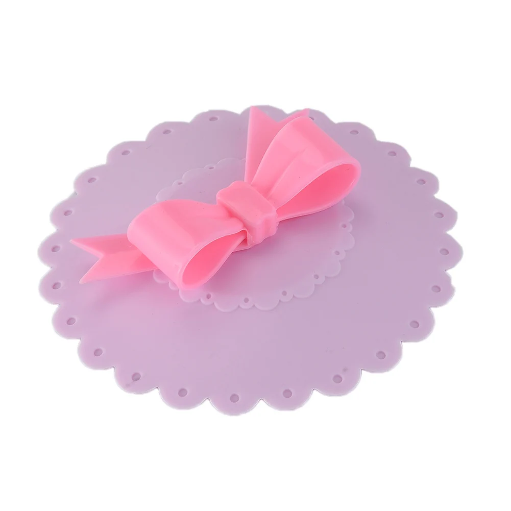 Fashionable Creative Food-grade Silicone Cup Cover Heat-resistant Safe Healthy Silicone Lid with Bow