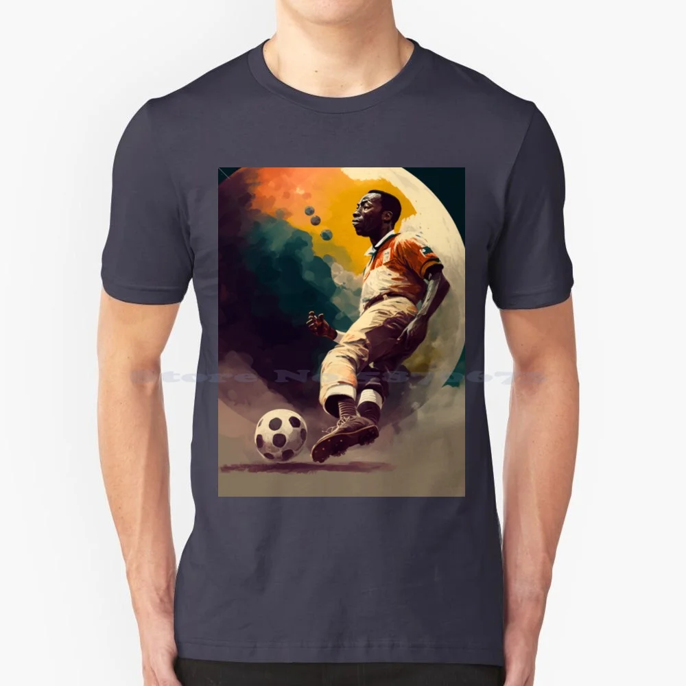 Playing Football In Moon T Shirt 100% Cotton Tee Abedi Edson Arantes Do Nascimento Edson Cholbi Nascimento Footballer Birth Of