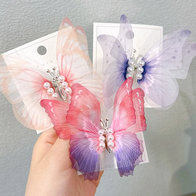 Children's Butterfly Hair Clip Colorful Butterfly Wings Hairpin Happy Princess Birthday Butterfly Theme Party Gifts Girls Favor