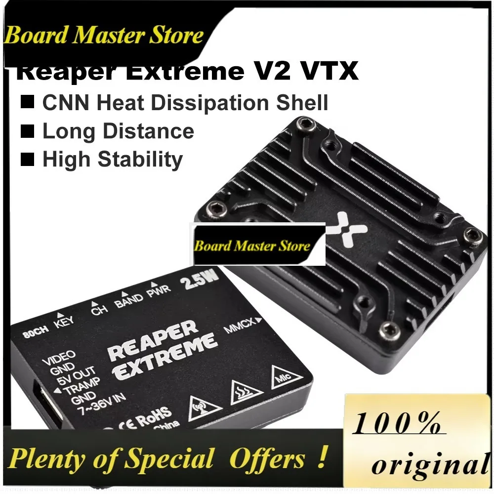 BoMaSFoxeer 5.8g Reaper Extreme V2 2.5w High Power 72ch Vtx Fpv Video Transmitter With Built-in Mic For Rc Fpv Drones