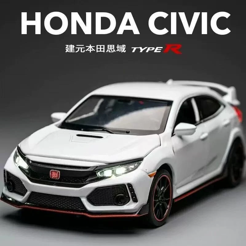 

1:32 Honda CIVIC TYPE-R сплав, литая под давлением игрушечная модель автомобиля, имитирующая звуком, свет, коллекция транспортных средств, игрушки, подарки на день рождения для детей