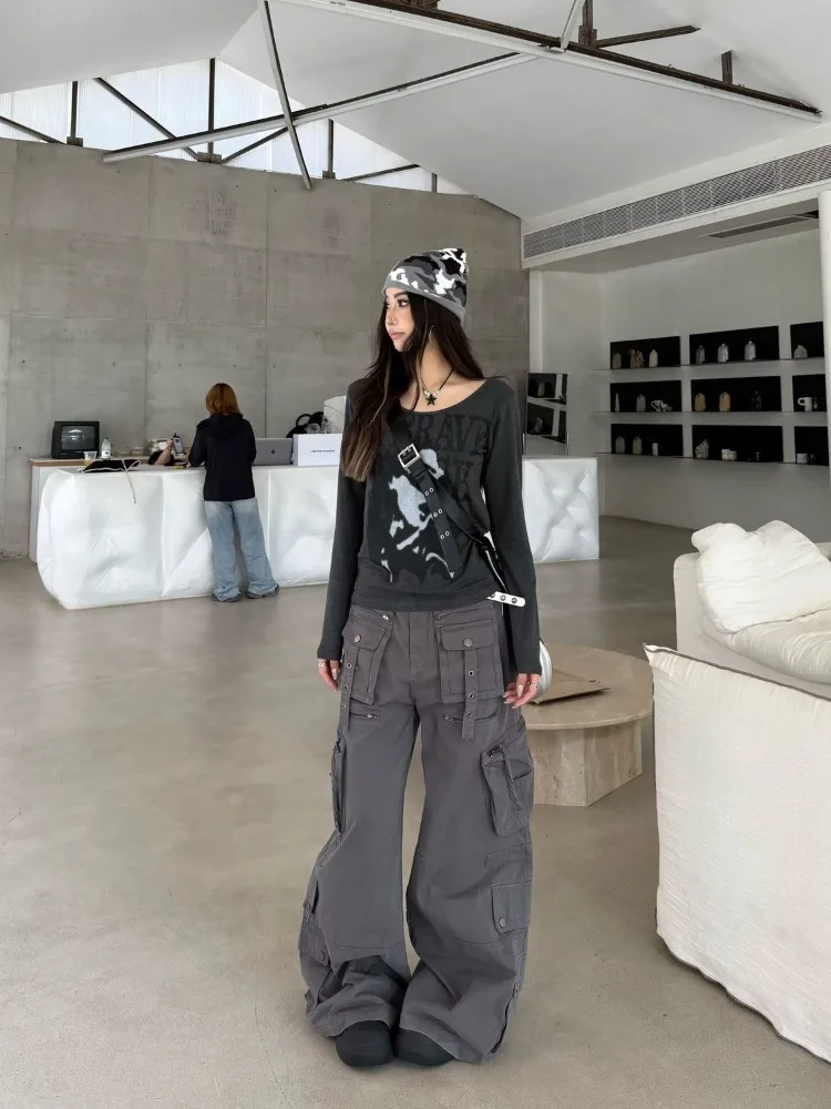 Autumn New Character Printed White T-shirt Women Y2k Aesthetic Slim Fit Base Crop Top Harajuku Vintage Spicy Girl Tees