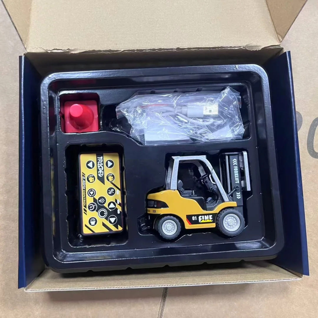 새로운 1:64 미니 RC 지게차 2.4G/APP 데스크탑 시뮬레이션 트롤리 선물 장난감 소형 이동 합금 지게차 트럭 원격 제어 자동차