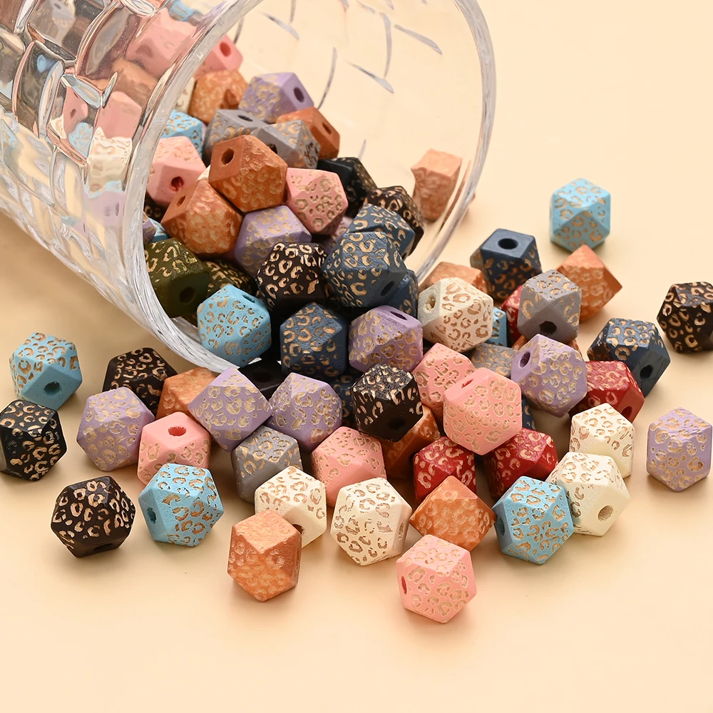 30Pcs Random Mixing Colorful Octagonal Wooden Bead BPA Free Teether Beads For Pacifier Chain Dummy Holde Necklace Accessories