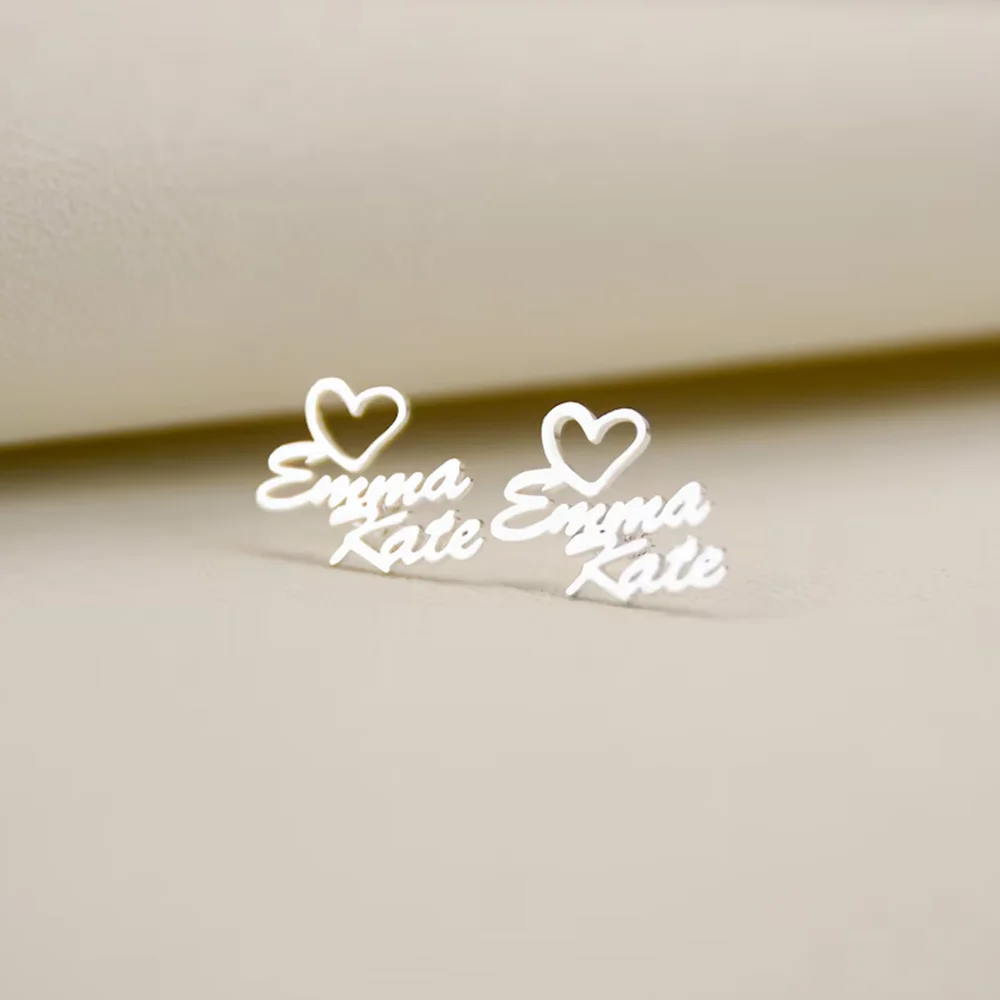 Personalized Heart shaped Earrings Customized Name Exquisite and Minimalist Stainless Steel Earrings as a Gift for Women