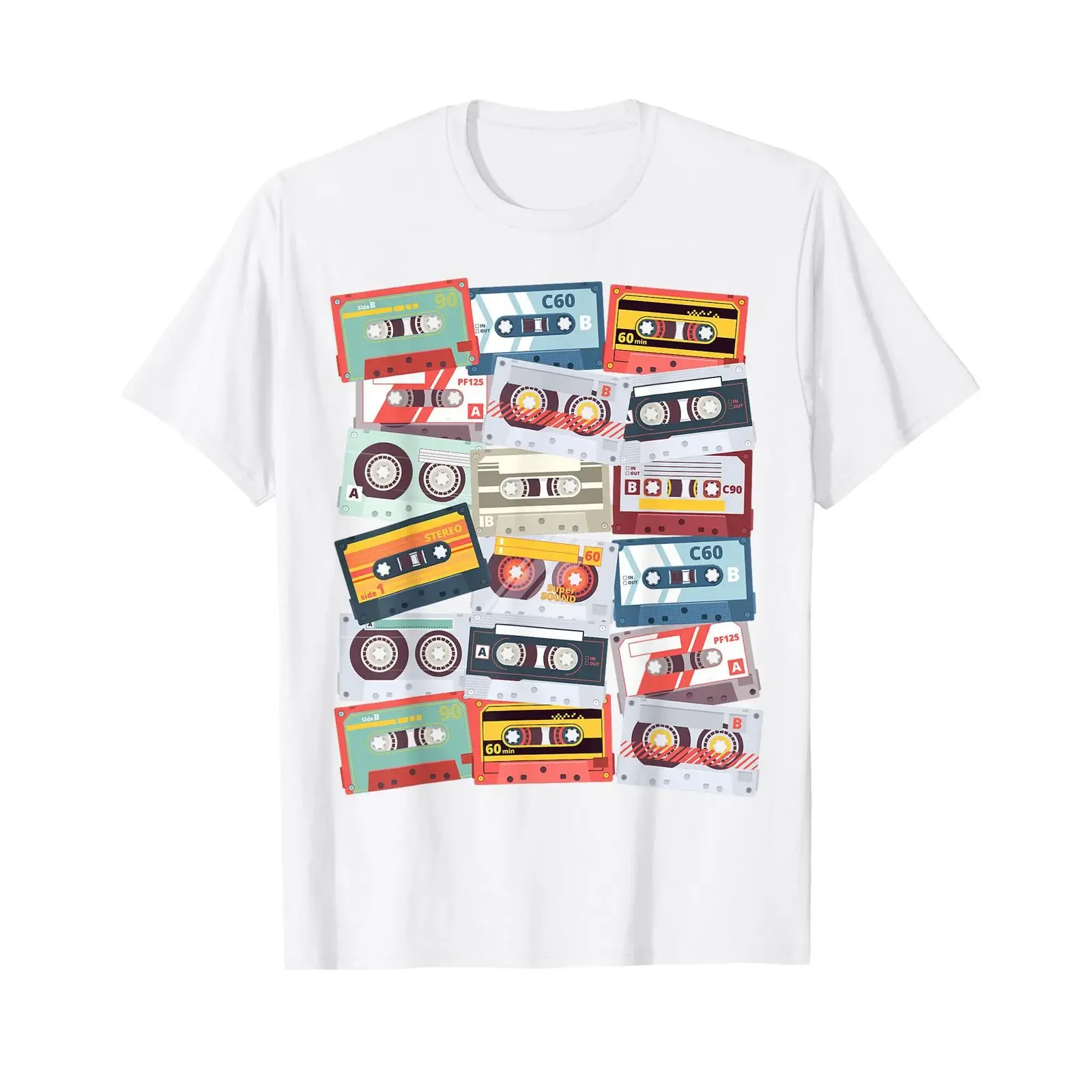 Retro Style Oldschool Tape Cassette Mixtape Design T Shirt vintage Washed homme graphic Stylish Comfortable Stretched