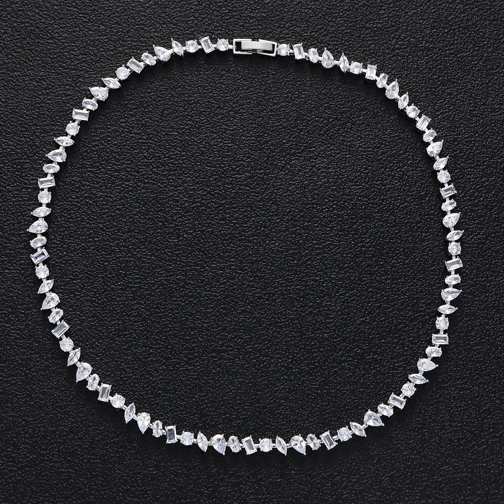 Luxury Waterdrop Chain Necklace With Cubic Zirconia  For Women Wedding Choker Fashion Jewelry High Quality CZ Designer New