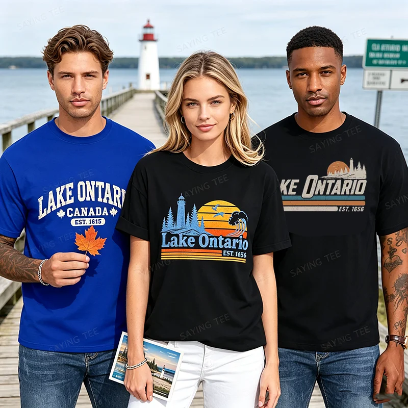 Ontariosee T-Shirt „Always Lake Ontario and The Gulf of Mexico“ Shirt Klassische 70er 80er Retro-Ästhetik Kleidung für Frauen Männer T-Shirts – Detail 4