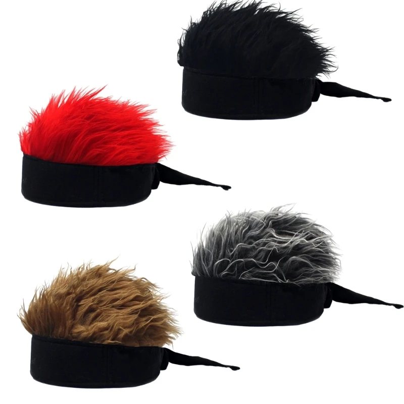 Novelty Visors Sun Cap Party  Peaked Beanie Hat Headband with Spiked Hair  Cap Funny Short Hair Cap Breathable