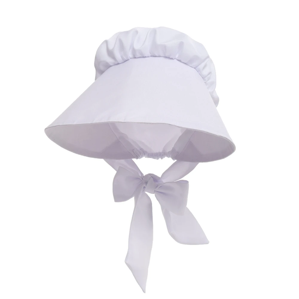 White Women Bonnet Hat Headdress Woman Prairie Cap Maid Cosplay Accessory Vintage Maid Headpiece
