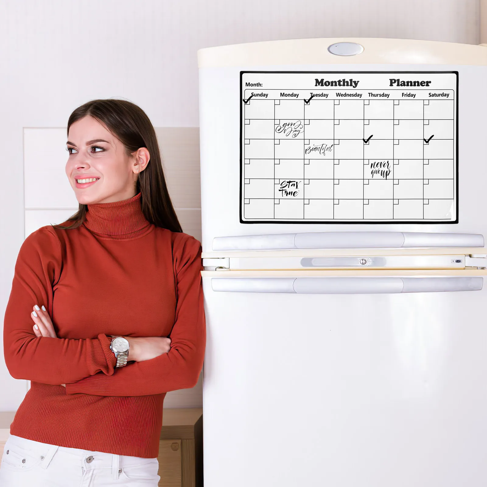 Dry Erase Fridge Calendar Magnetic Whiteboard Planner for Refrigerator Schedule Tracking Appointments Reminders Family Planning