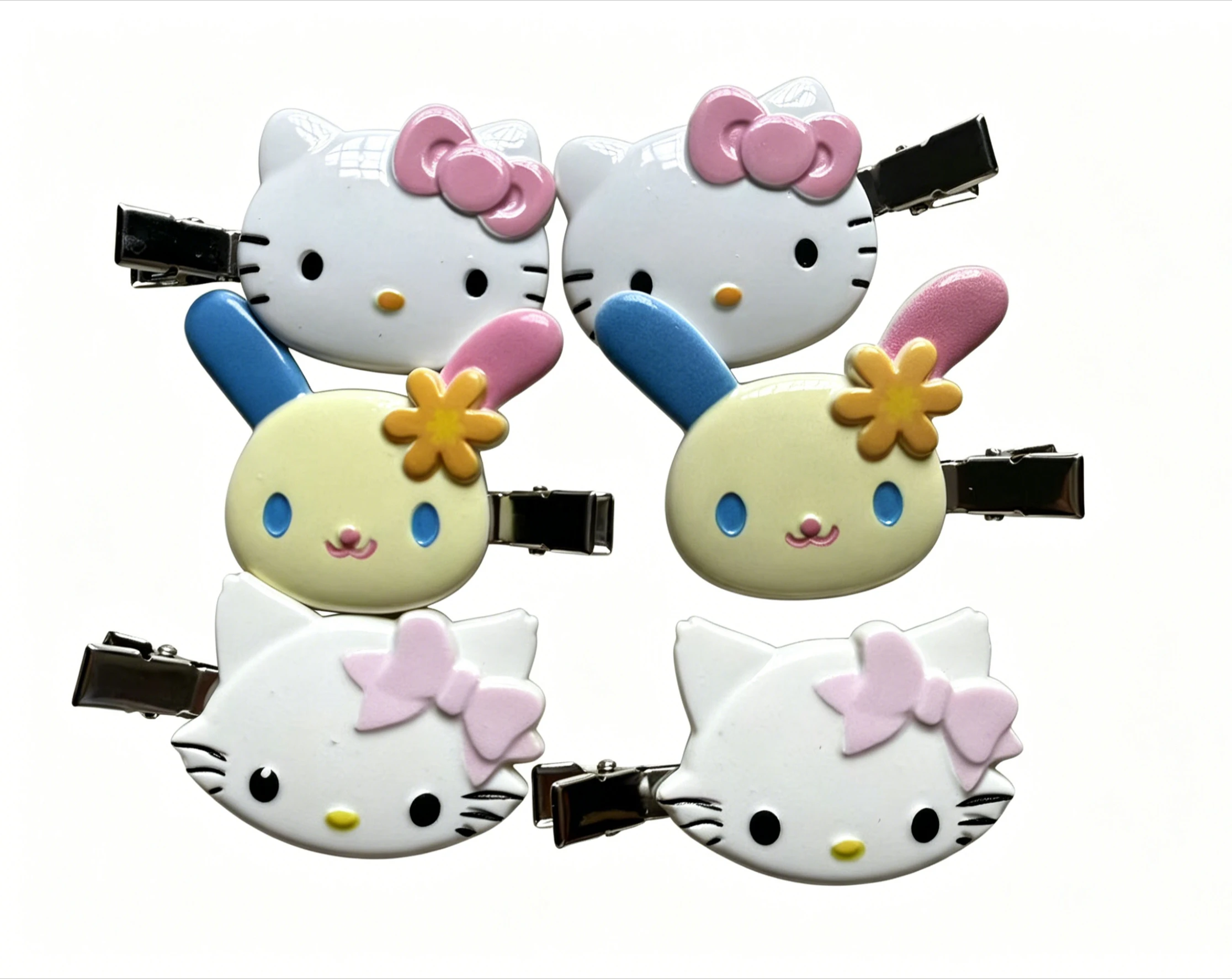 1/Pairs New Cartoon Summer Hawaiian Black Leather Kitty Hair Clip Cute Girly Hello Kitty Side Hair Card Clip Jewelry Hairpin view 6