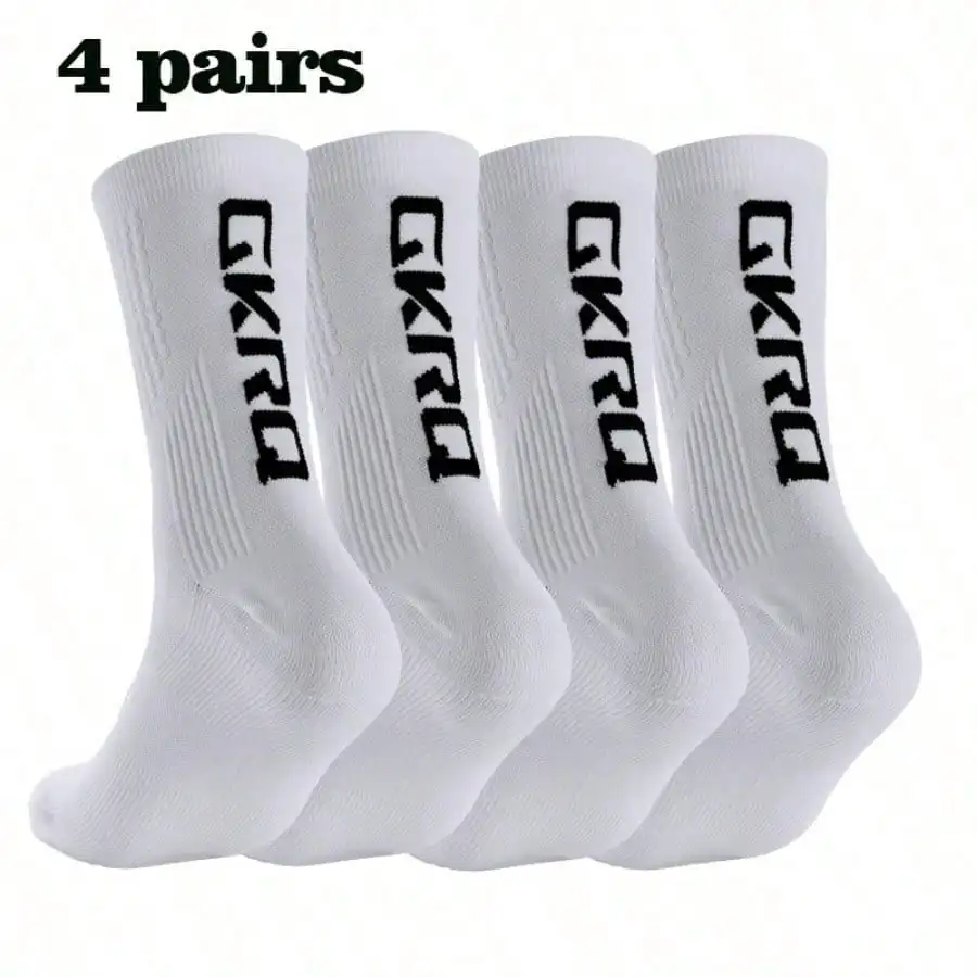 4 Pairs of New Style Cycling Socks, Sports Socks, High-cut White Sports Socks for Cycling, Running, and Mountain Biking view 5