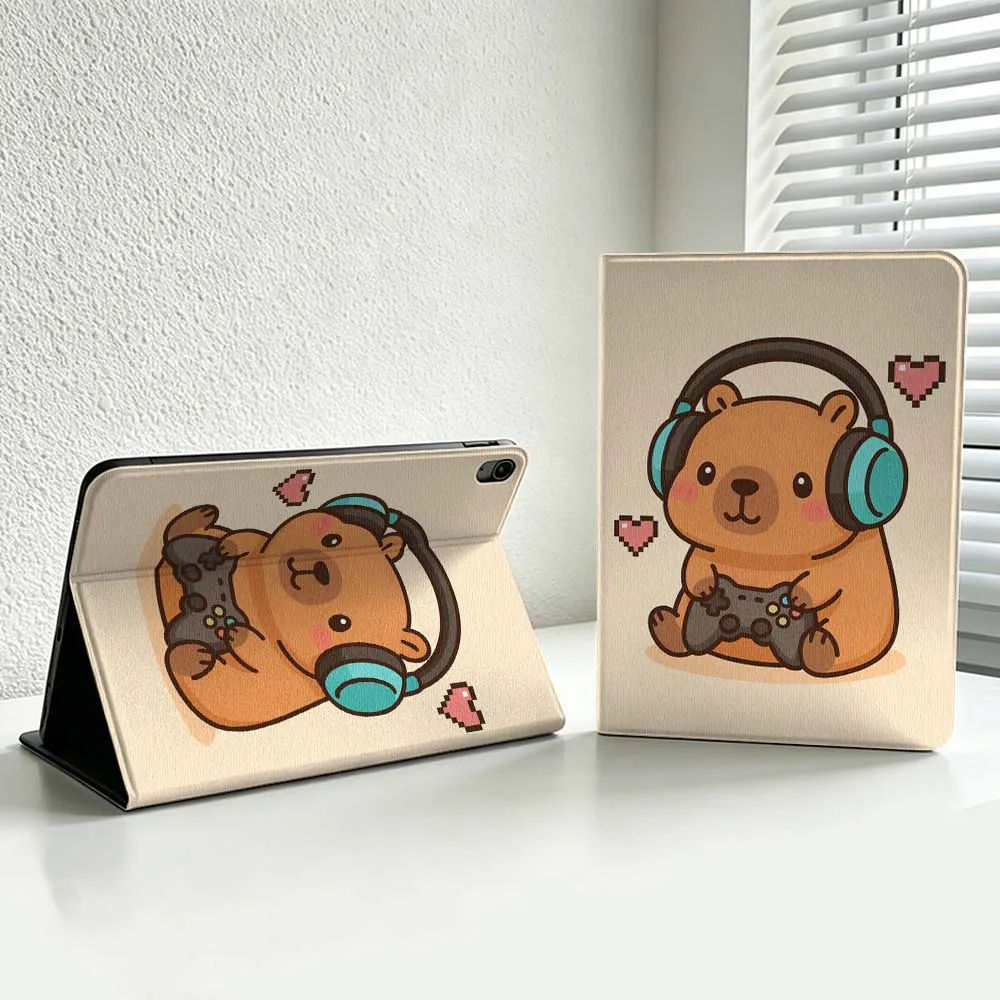 Fun Cartoon Capybara Pattern For iPad Pro Air mini 7 6 5 4 3 2 1 9gen M5 M4 11th 10th A17 Pro A16 Soft Inch Tablet Case Cover