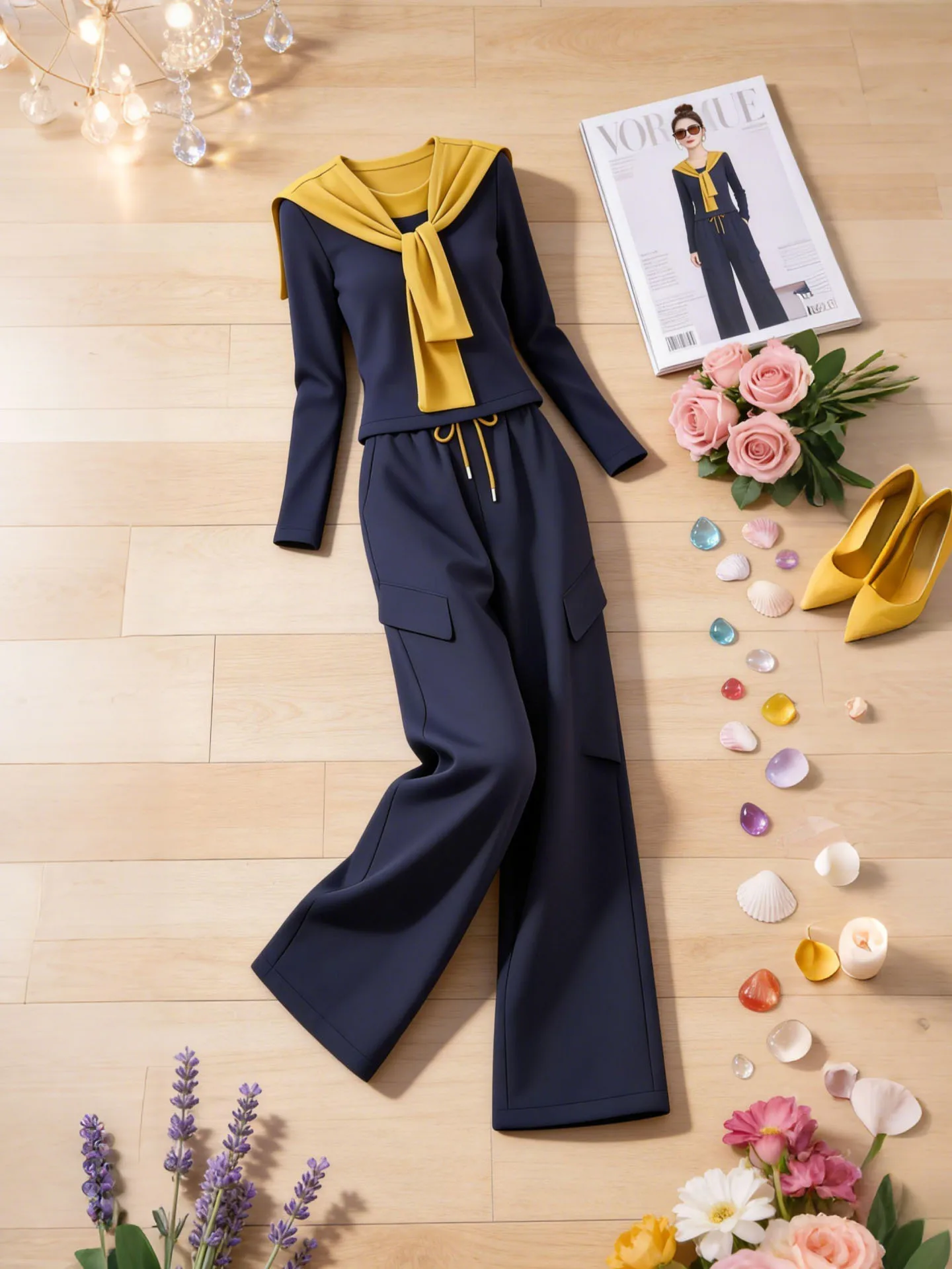 

Spring Autumn Women's Casual Long Sleeve Two-Piece Set Commute Style Fashion Trend Breathable Medium Thickness Hoodie Sweatshirt