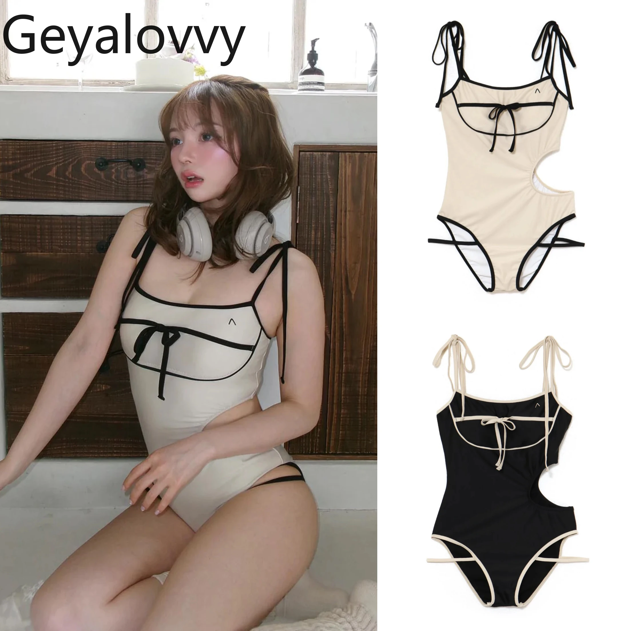 

Цельный купальник в японском стиле, летний сексуальный цельный купальник с открытой спиной для женщин, утягивающий купальник для горячих весенних каникул