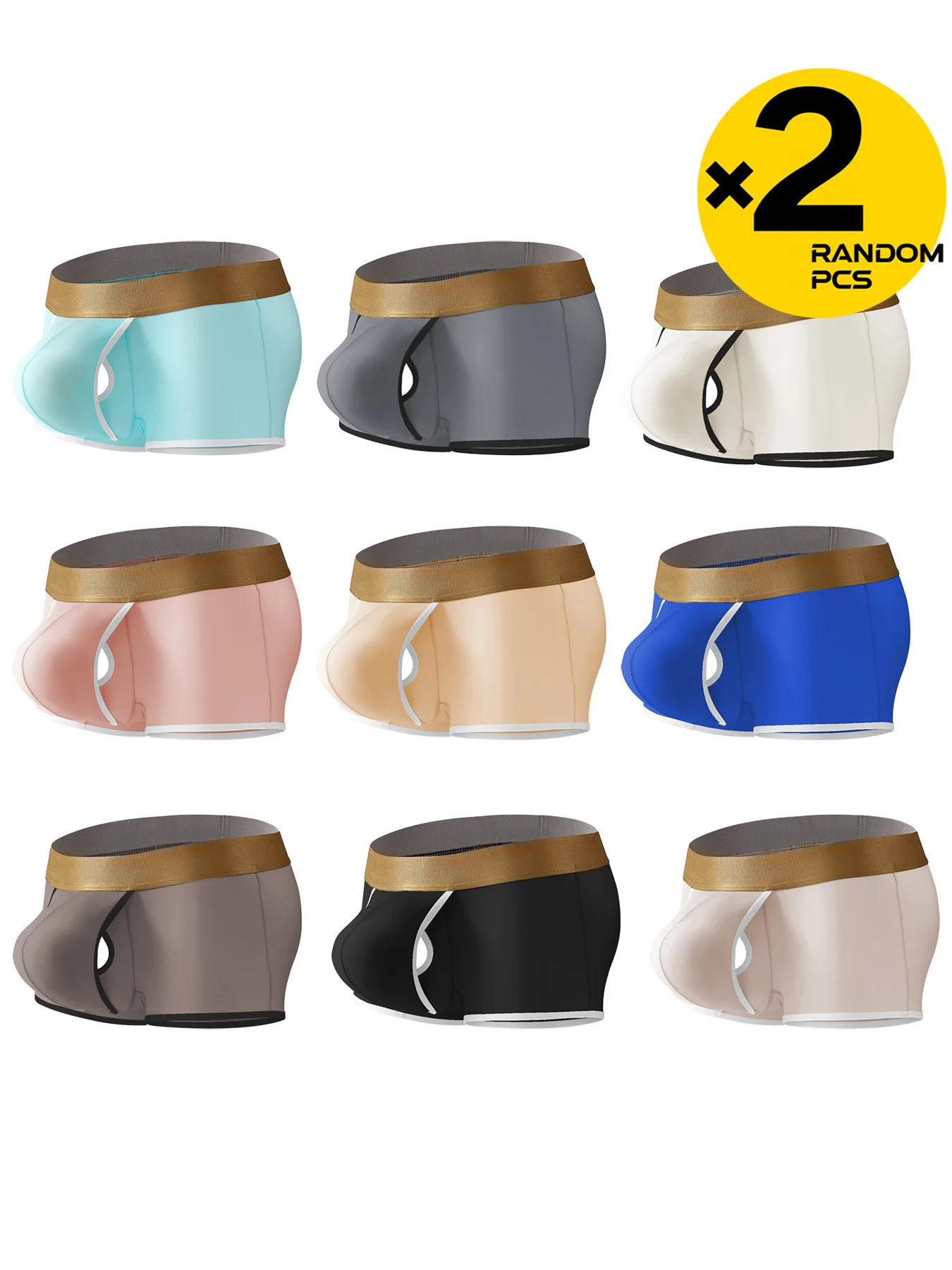 

Men's Ice Silk Separation Boxer Briefs Fashion Creative Sporty Slim Fit Breathable Thin Style 2pc Random Pack M L XL XXL XXXL